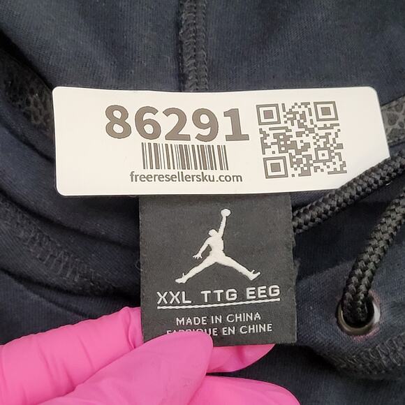 NIKE Jordan Hoodie XL 24x29 Black Jumpman Embroidered-Logo - Picture 7 of 16